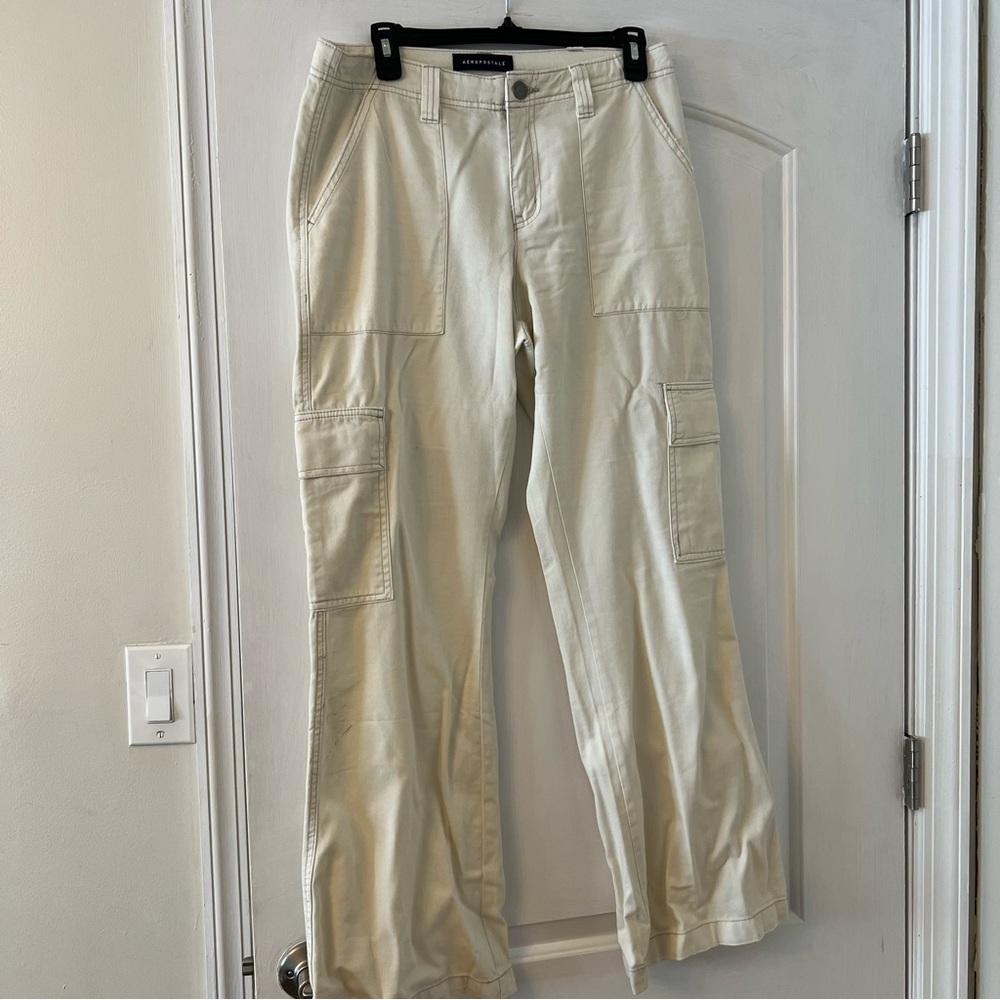 Aeropostale Low Rise Flare Utility Beige Cargo Pants